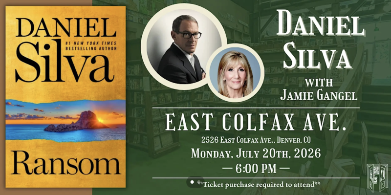 Author Daniel Silva with Jamie Gangel at The Tattered Cover